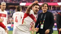 Image: Turkey's Kaan Ayhan celebrates his winning goal for Turkey