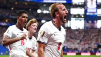 Image: Harry Kane is behind only Lionel Messi for goals at the tournament