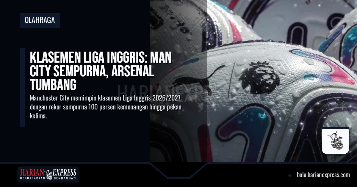 Klasemen Liga Inggris: Man City Sempurna, Arsenal Tumbang
